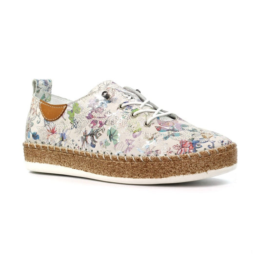 Lunar Iva WHITE FLOWER Elastic Lace Slip On Sneaker FLE051WT
