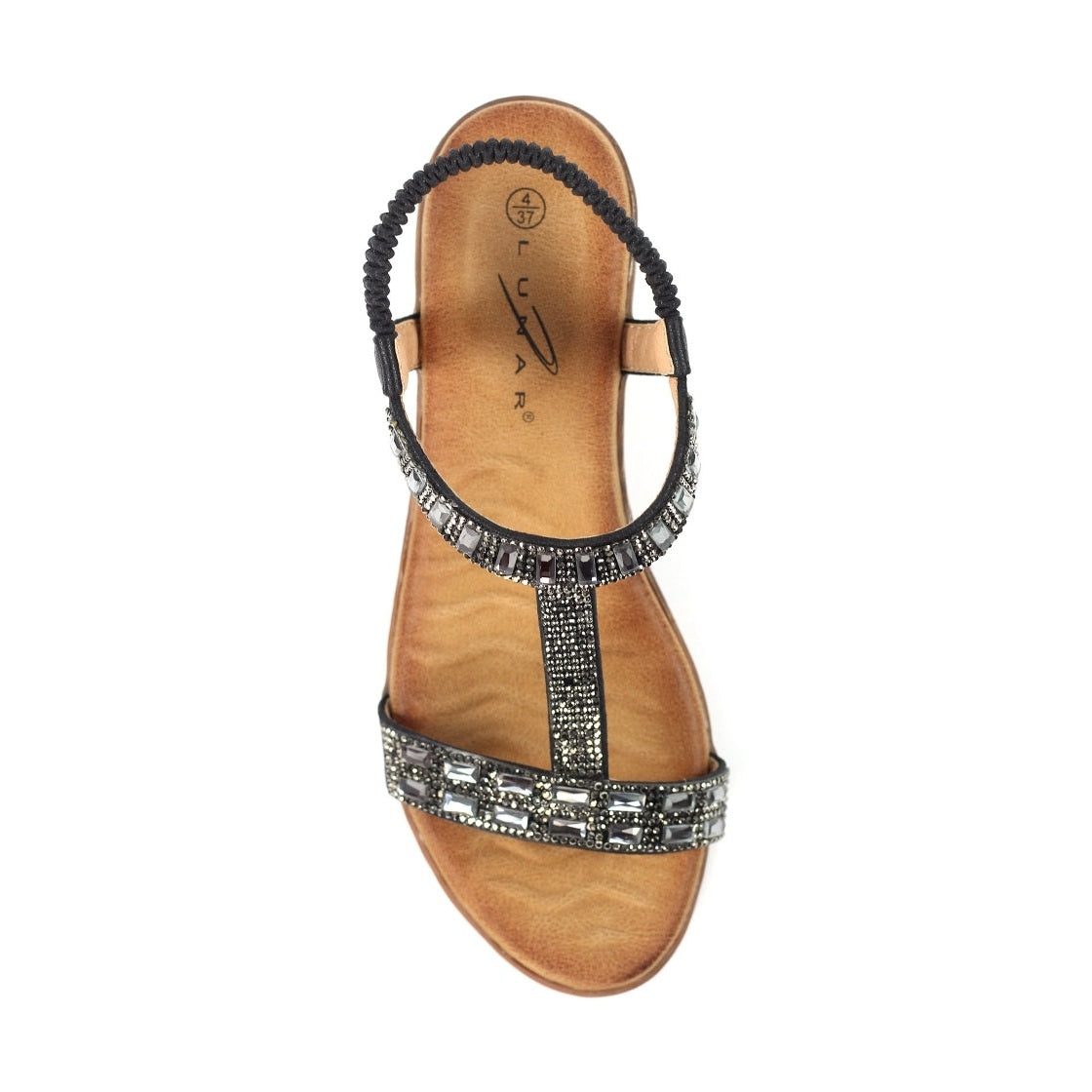 Lunar Macie BLACK Gemstone Wedge Sandal JLH492PW