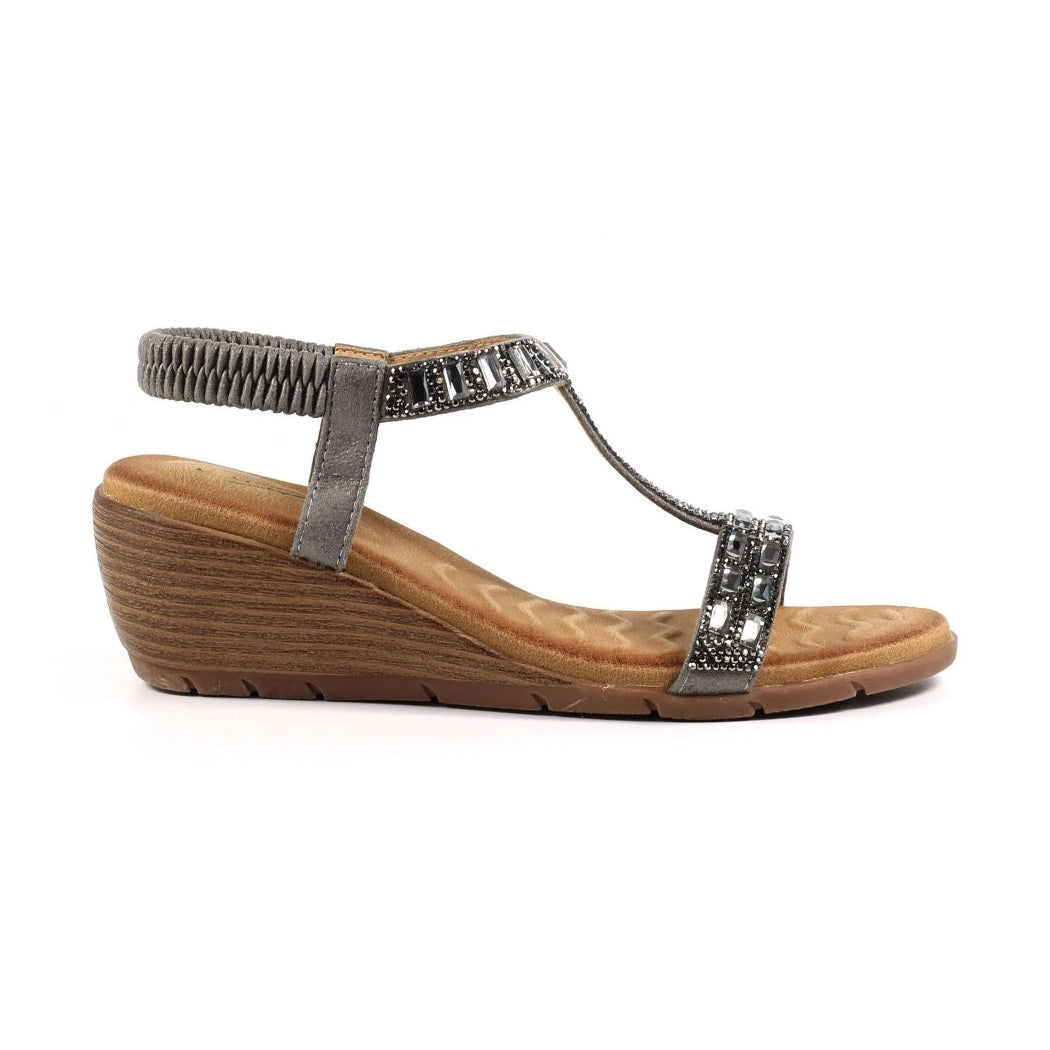 Lunar Macie PEWTER Wedge Heel Sandal JLH492PW