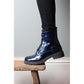 Lunar Nala NAVY Patent Lace up ankle boot with Zip GLW011