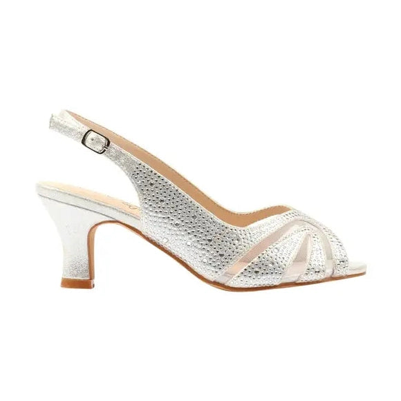 Lunar Nancy SILVER Wide Fitting Sling Back Occasion shoe FLJ007SL