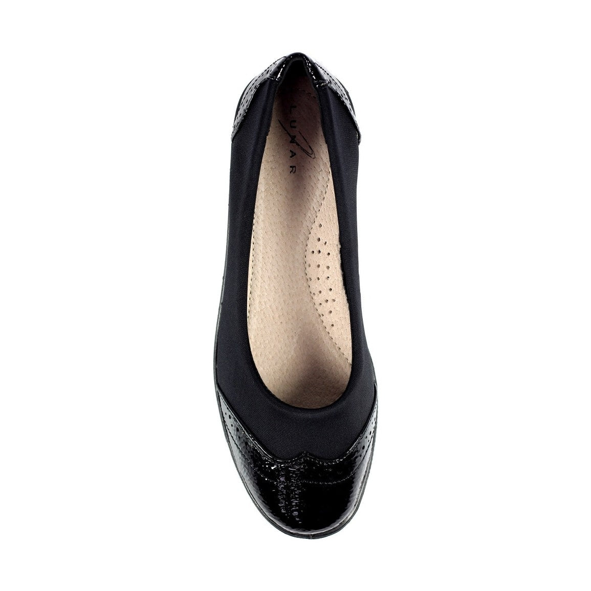Lunar Natasha BLACK Patent Elastcated Shoe FLN002BK
