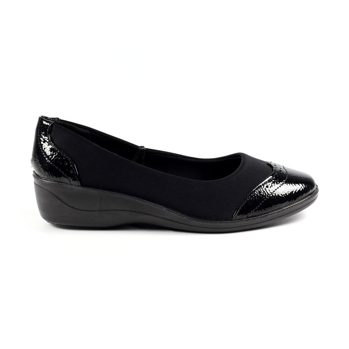 Lunar Natasha BLACK Patent Elastcated Shoe FLN002BK