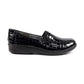 Lunar Nieve BLACK Croc Low Wedge Slip on Shoe FLN007BK
