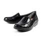 Lunar Nieve BLACK Croc Low Wedge Slip on Shoe FLN007BK