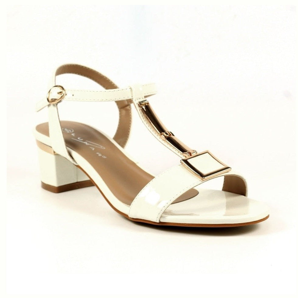 Lunar Occasion Sandal Blaze WHITE PATENT Low Heel Dress sandal