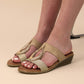 Lunar Porto BEIGE Low Wedge Mule Sandal JLH434BG