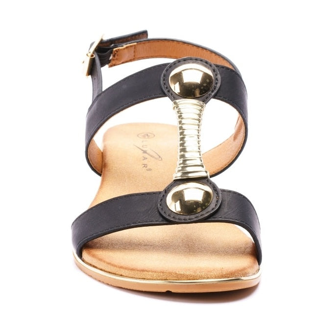 Lunar Renoir BLACK T Bar Strap Sandal JLH276BK
