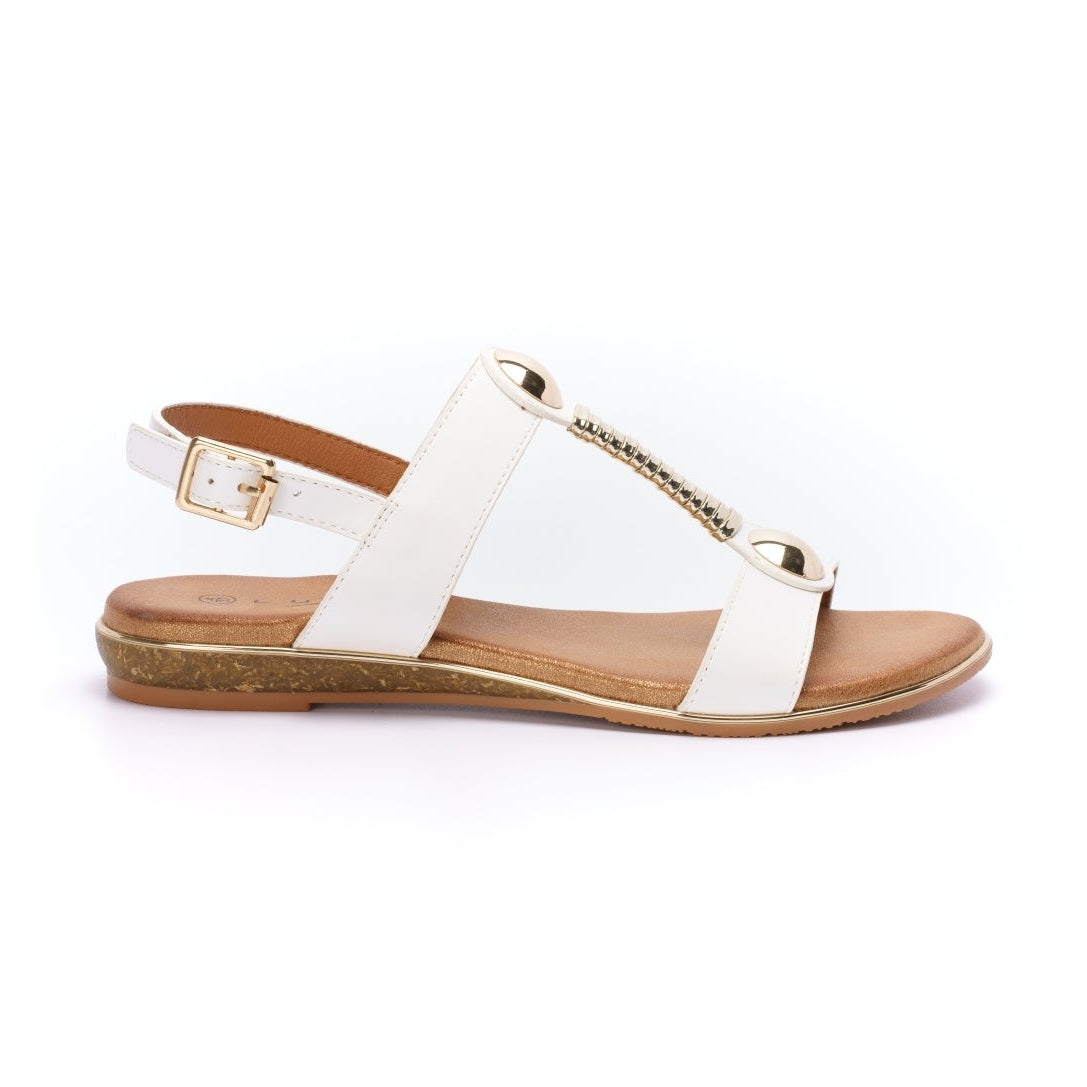 Lunar Renoir WHITE T Bar Strap Sandal JLH276WT