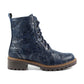 Lunar Roseville NAVY Floral Lace up Ankle Boot with Zip GLB111 BL