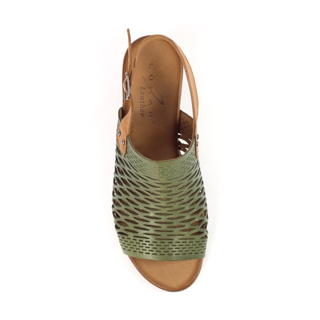 Lunar Sandal Jessica Soft Leather Low Block Heel JLV001KK KHAKI