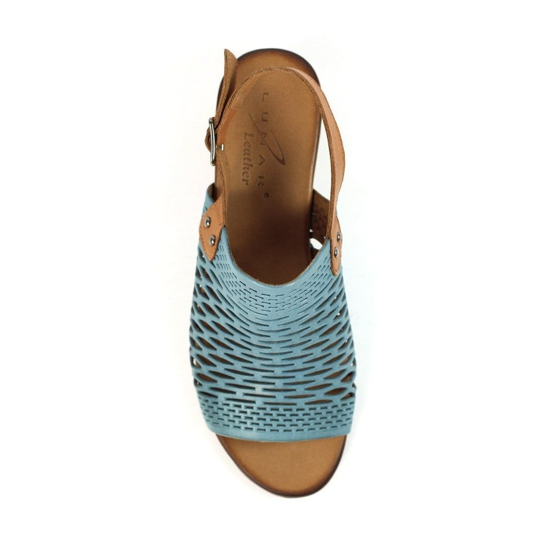 Lunar Sandal Jessica Soft Leather Low Heel Sandal JLV001BL BLUE