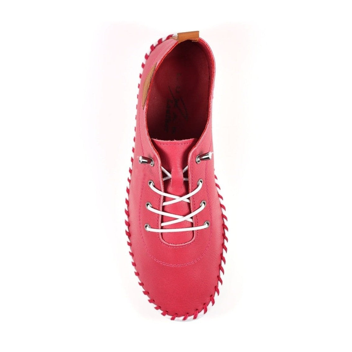 Lunar St Ives Soft Leather Plimsol style slip on Shoes RASPBERRY FLE030
