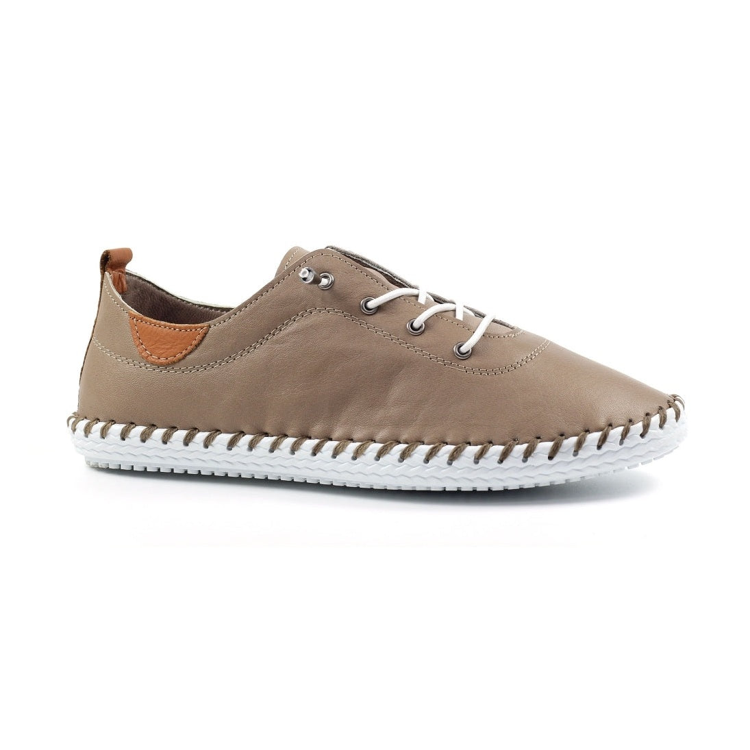 Lunar St Ives Soft Leather Plimsoll TAUPE FLE030BB