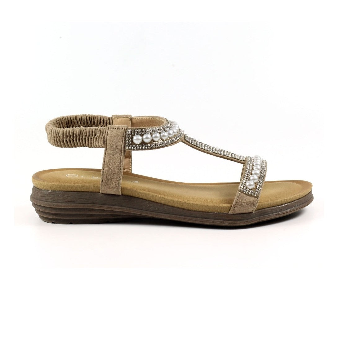 Lunar Tancy BEIGE Pearl Trim Sandal JLH078BG