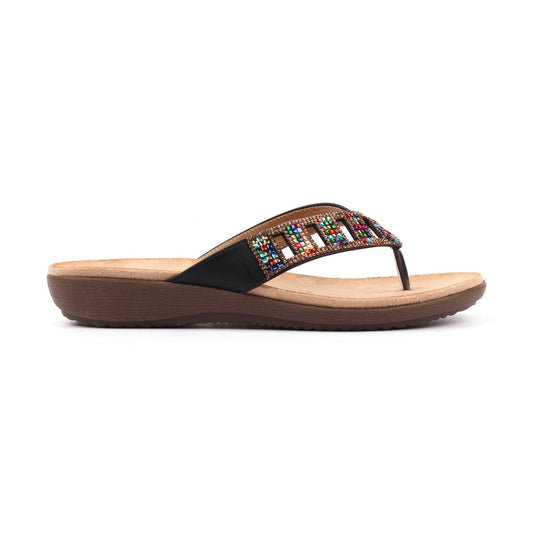 Lunar Toe-post mule sandal Abigail JLH565 BLACK