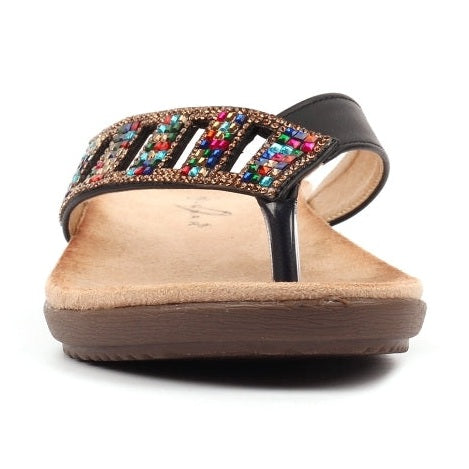 Lunar Toe-post mule sandal Abigail JLH565 BLACK