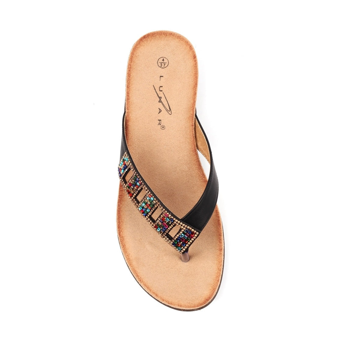 Lunar Toe-post mule sandal Abigail JLH565 BLACK
