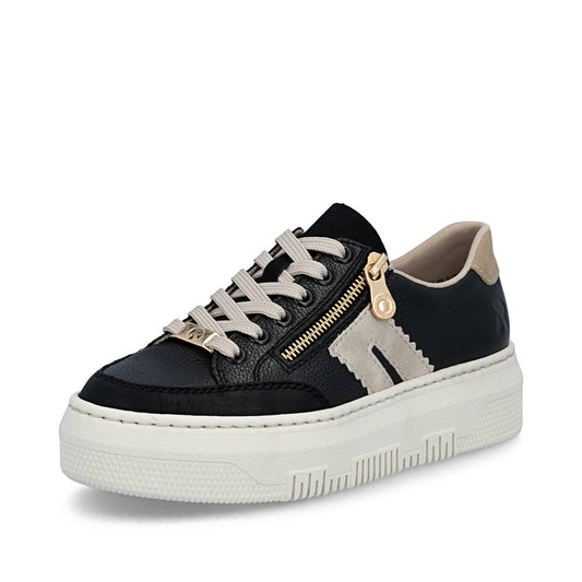 Rieker Platform Trainer With Lace And Zip M1912-00 BLACK