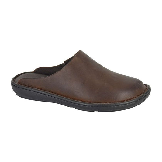 Roamers M487 BROWN Leather Slip On Mule Sandal
