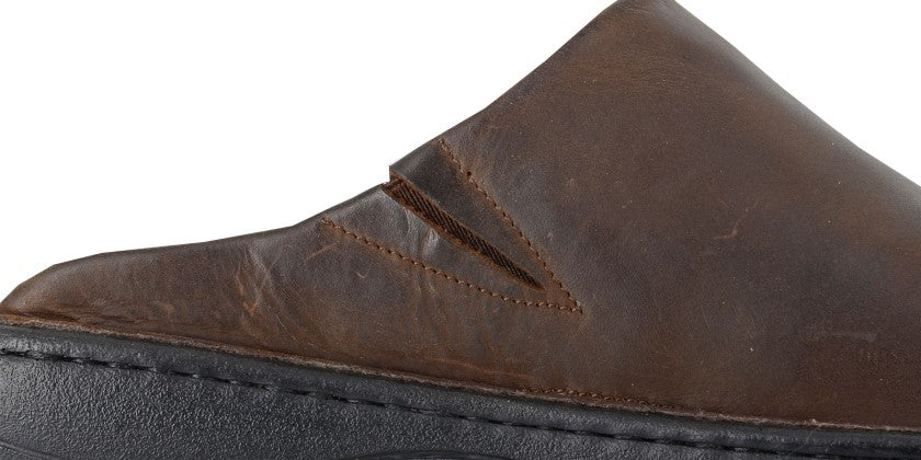 Roamers M487 BROWN Leather Slip On Mule Sandal