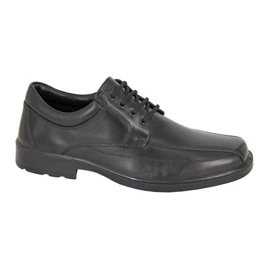 Roamers M601 BLACK Leather Wide Fitting Waterproof Lace Up Shoe