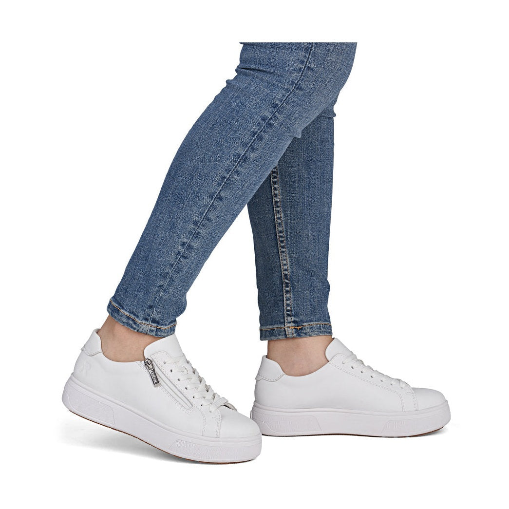 Rieker Platform Trainer With Lace And Zip M7701-80 WHITE