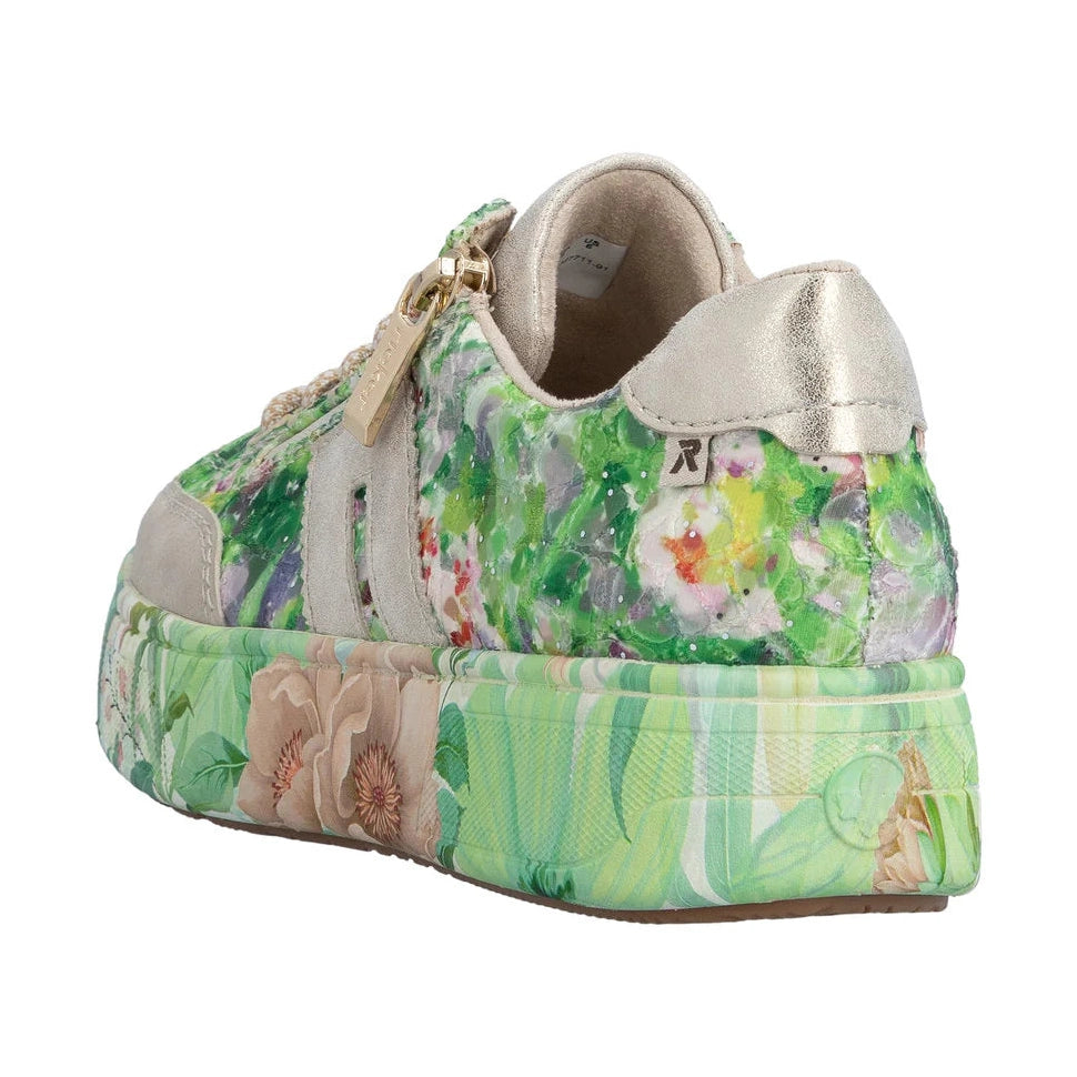 Rieker M7711 MULTI Floral Sneaker with Laces and Zip M7711-90
