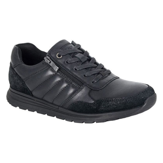 Route 21 M854 BLACK Soft Leather Trainer Style Shoe With Zip M854A