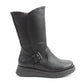 Heavenly Feet Bella BLACK Mid Calf Wedge Zip Boot