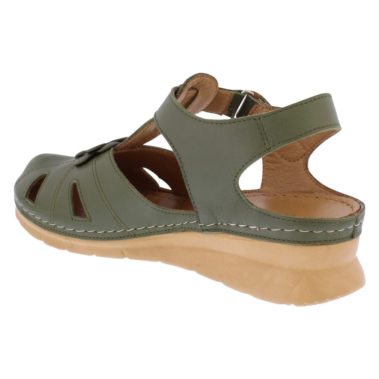 Adesso  MEADOW Olive Soft Leather Closed Toe Sandal