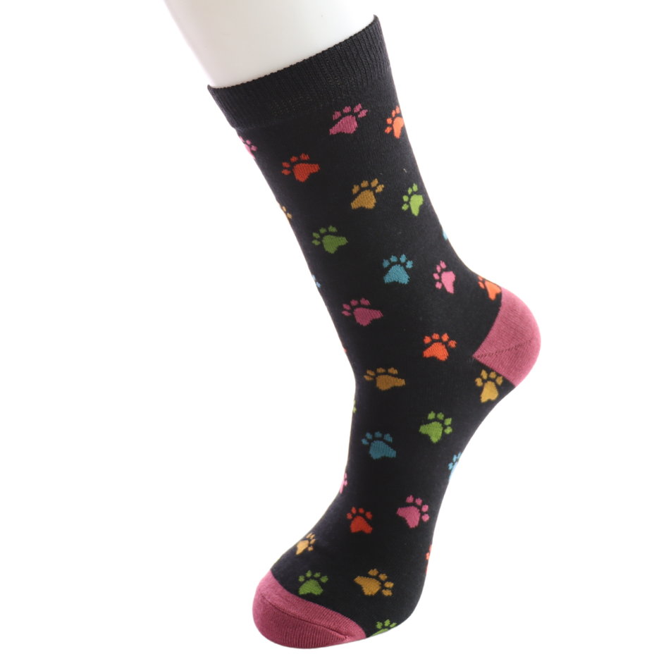 Mr Sparrow Quality Bamboo Socks Paw Print BLACK MR123