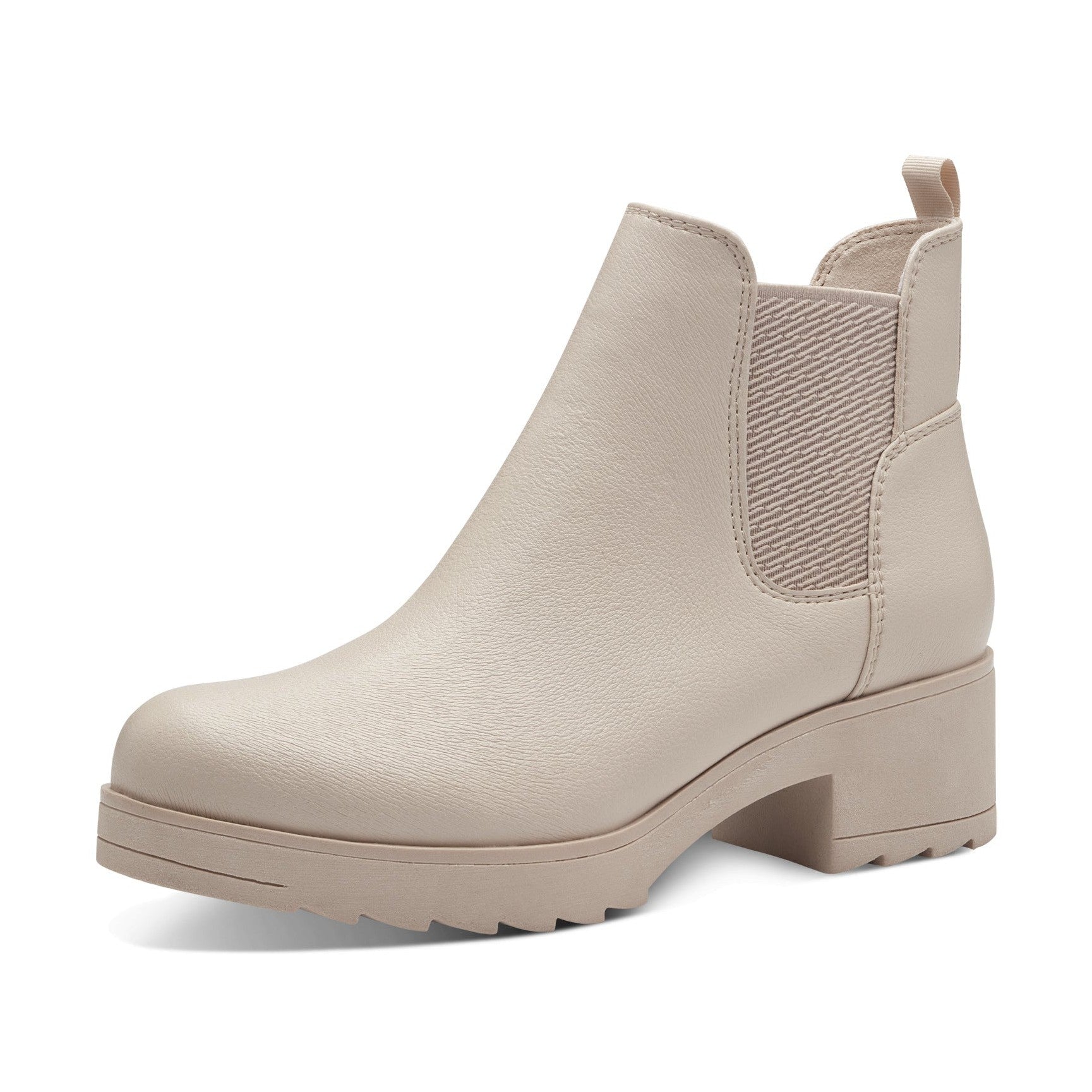 Marco Tozzi 25806 CREAM Chunky Sole Chelsea Boot with Zip
