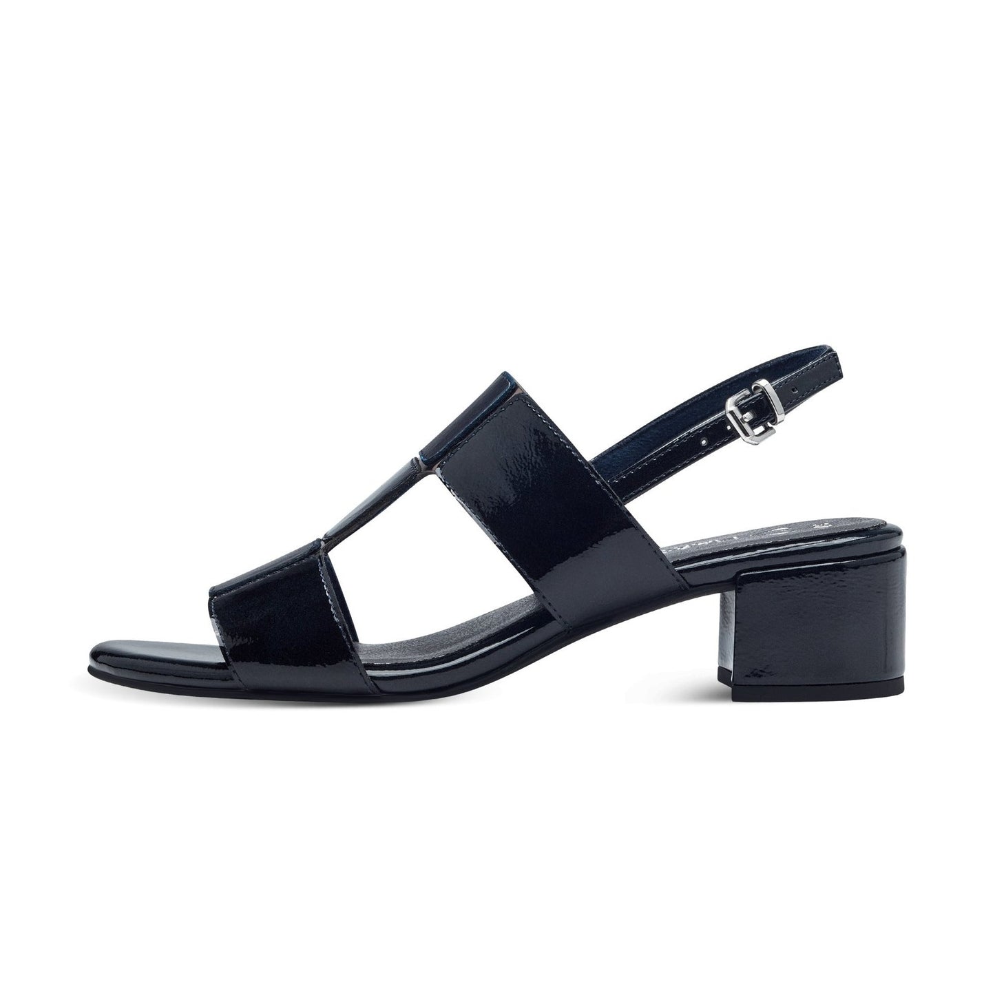 Marco Tozzi 28204 NAVY Patent Block Heel Dress Sandal 28204-825