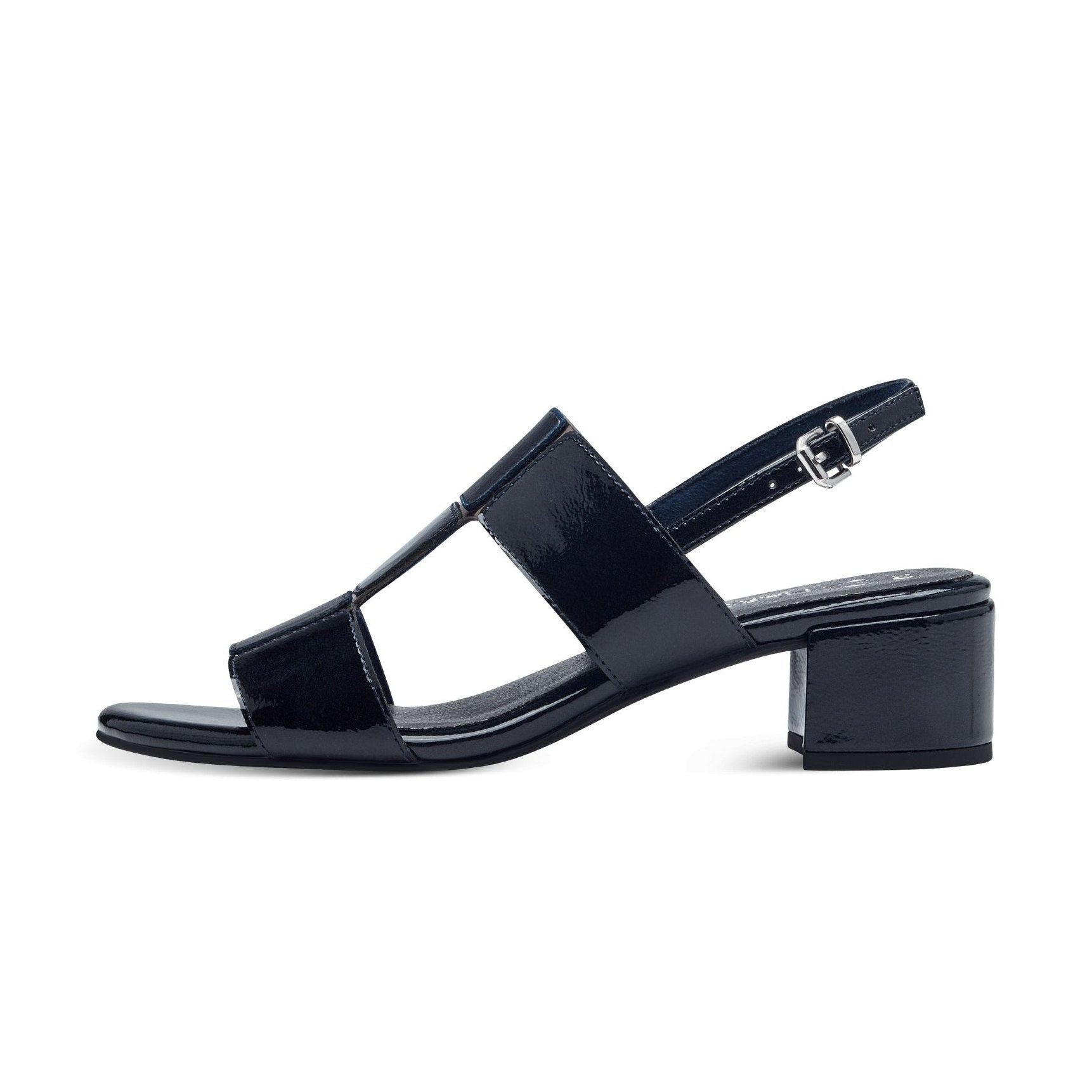 Marco Tozzi 28204 NAVY Patent Block Heel Dress Sandal 28204-825