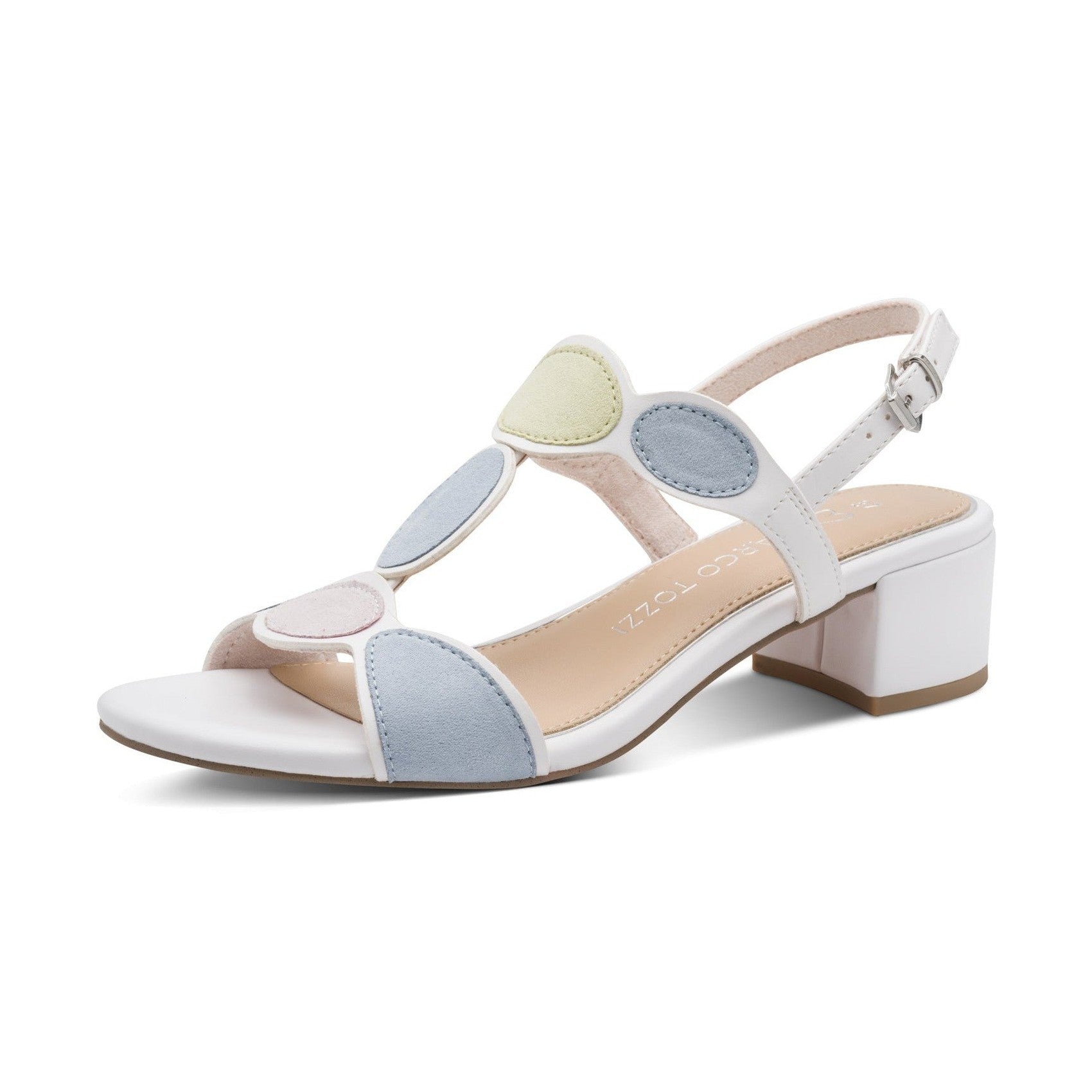 Marco Tozzi 28231 WHITE MULTY Block Heel Dress Sandal 28231-44-189