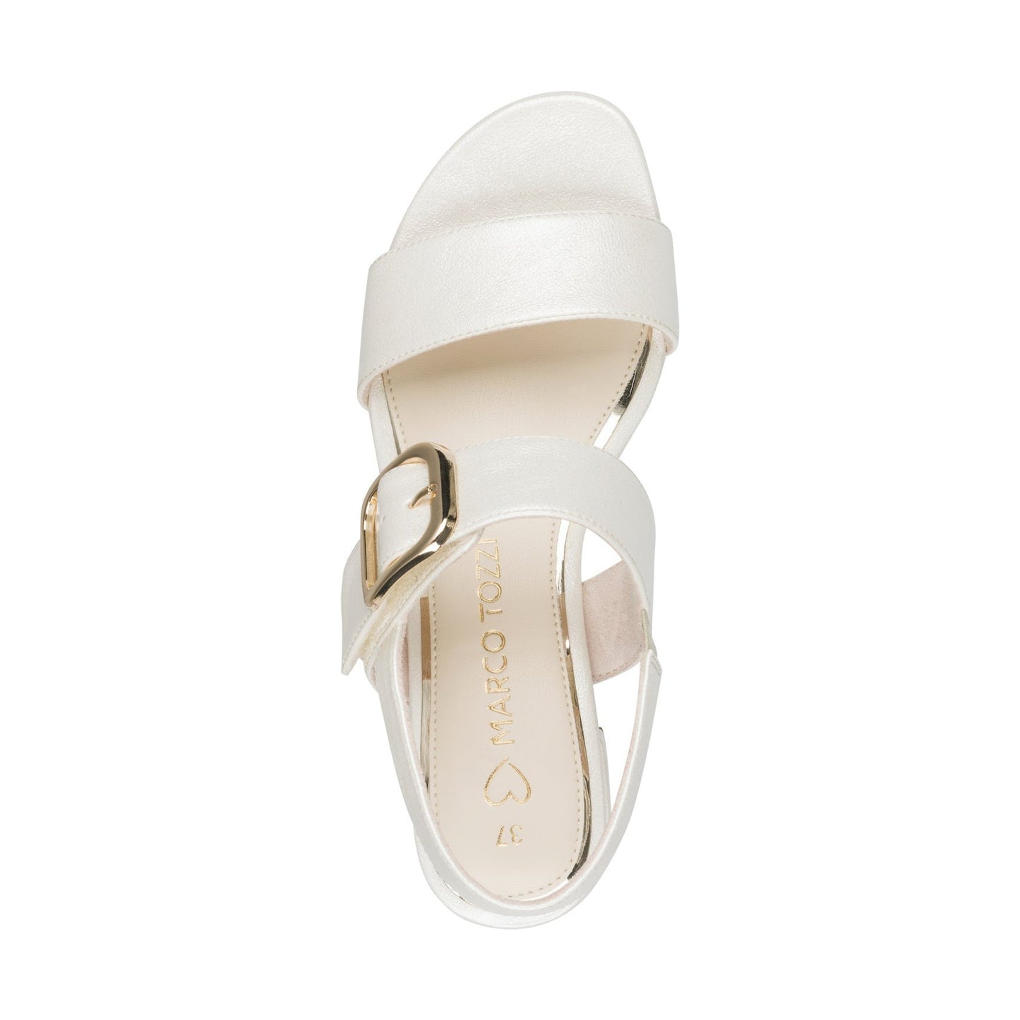 Marco Tozzi IVORY PEARLISED Low Block Heel Touch Fastening Dress Sandal 28212-46-929