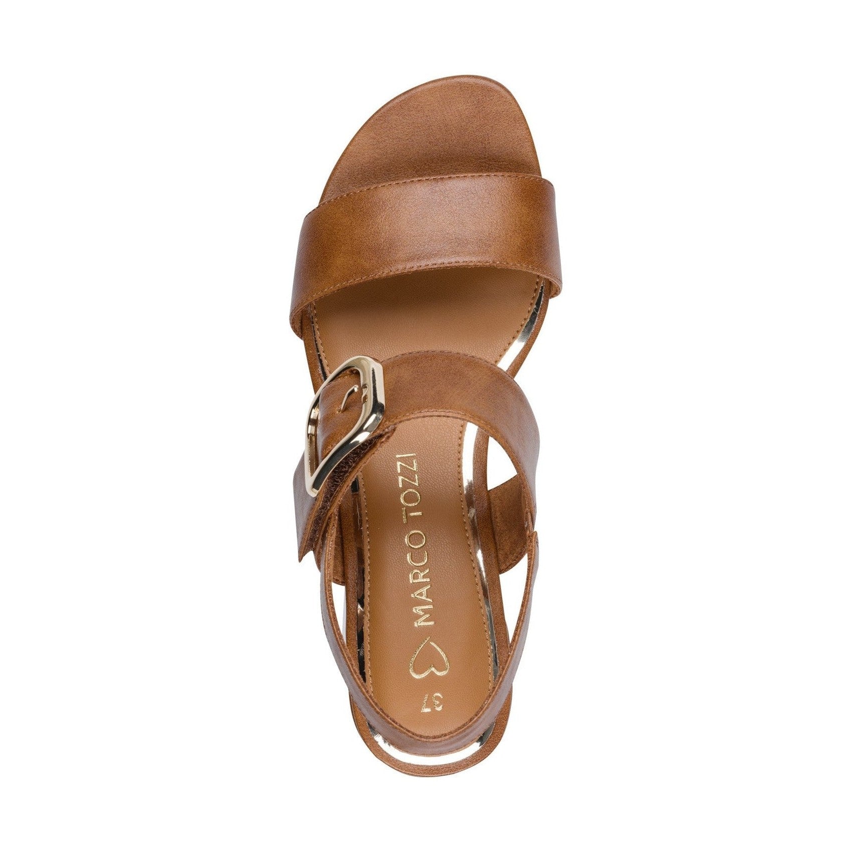 Marco Tozzi Low Block Heel Touch Fastening Dress Sandal COGNAC 28212-46-305