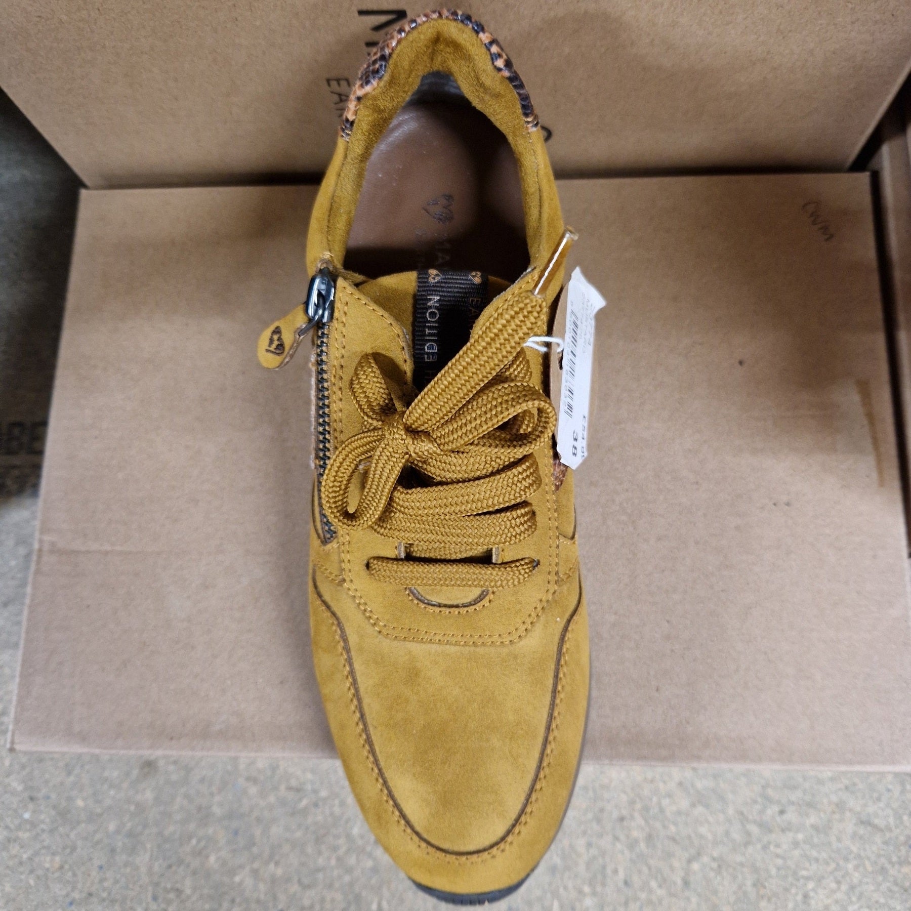 Marco Tozzi MUSTARD Vegan Suede Comfort Trainer with Zip 23774-25