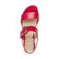 Marco Tozzi Red Patent Low Block Heel Touch Fastening Dress Sandal 28212-46-520