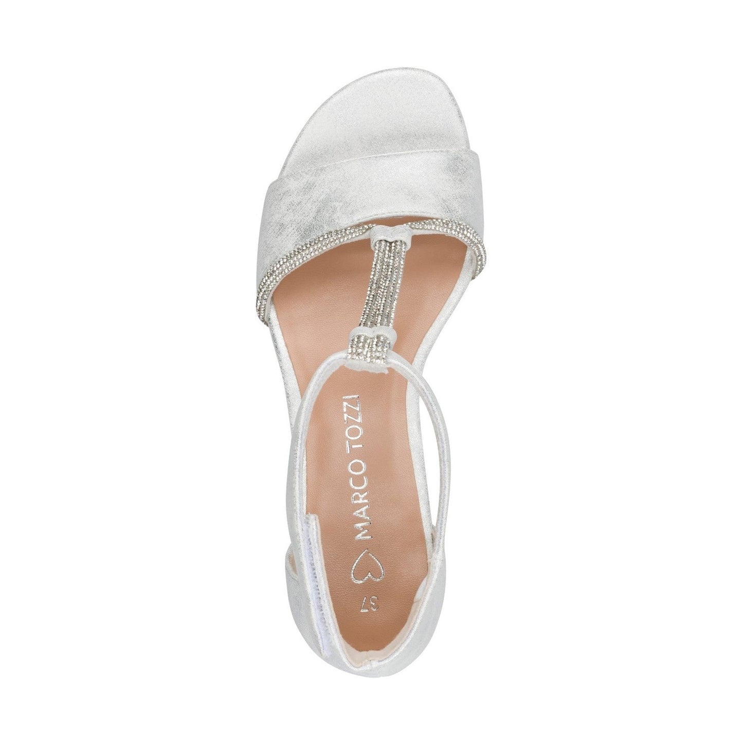 Marco Tozzi SILVER Low Block Heel T Bar Dress Sandal 28204-46-941