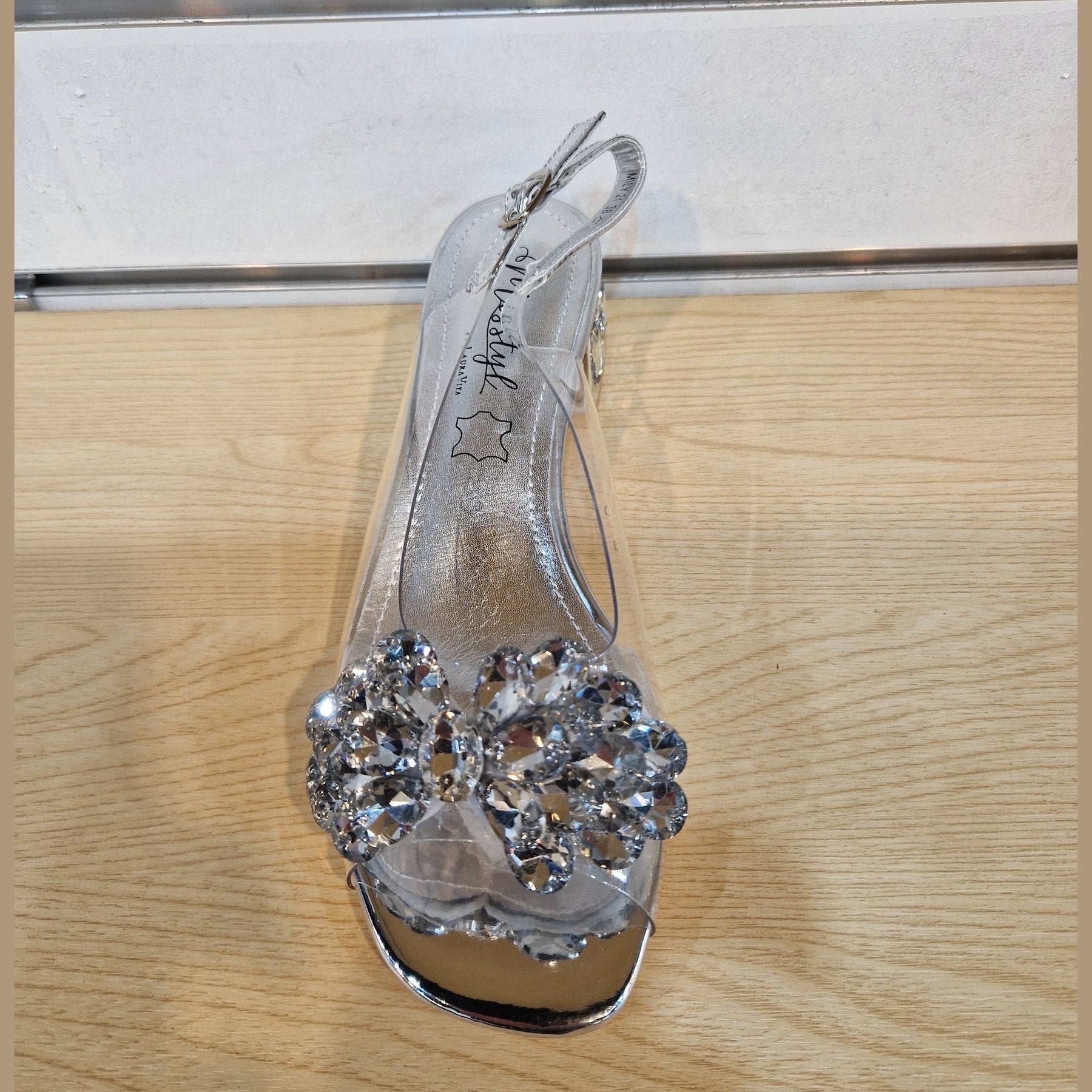 Misstyl by Laura Vita Mily21 SILVER See Through Low Heel Occasion Shoe
