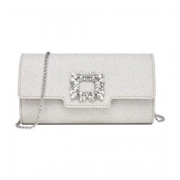 Miss Lulu Clm2461 SILVER Shimmer Handbag 2461