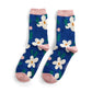 Miss Sparrow Falling Daisies NAVY Quality Bamboo Socks SKS418