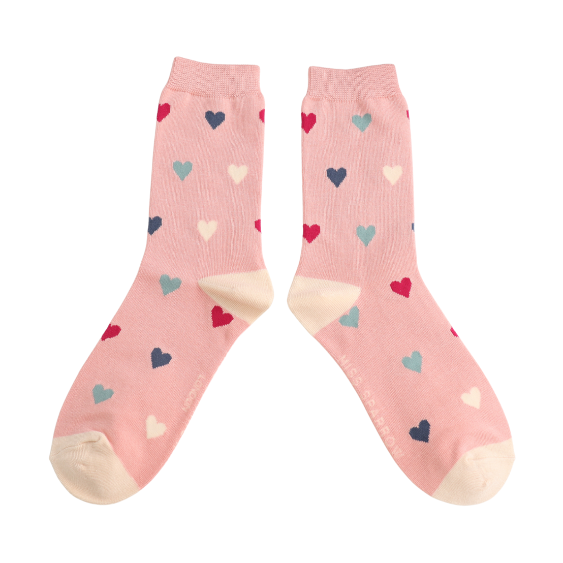 Miss Sparrow Multi Hearts DUSKY PINK Quality Bamboo Socks SKS567