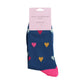 Miss Sparrow Multi Hearts NAVY Quality Bamboo Socks SKS567