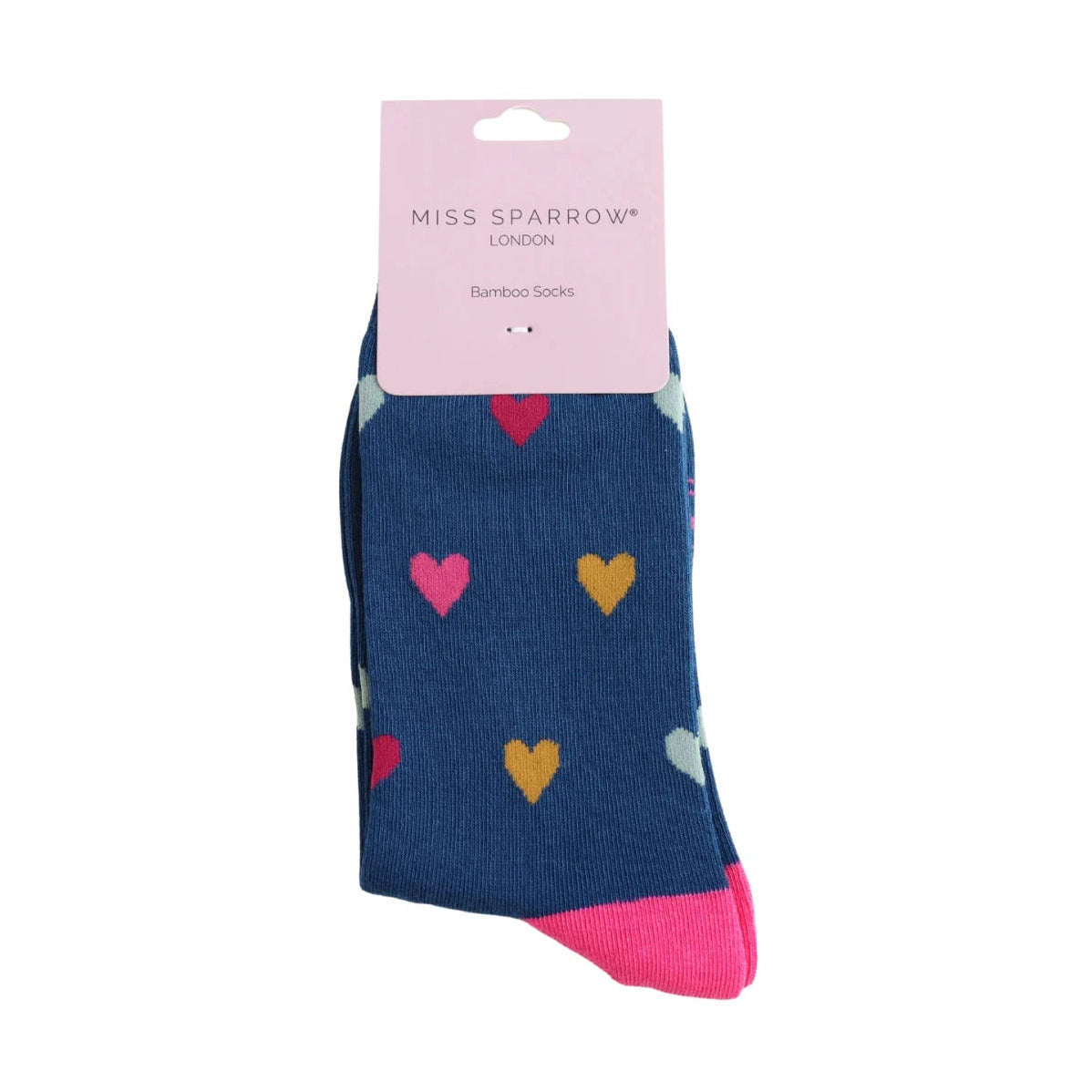 Miss Sparrow Multi Hearts NAVY Quality Bamboo Socks SKS567
