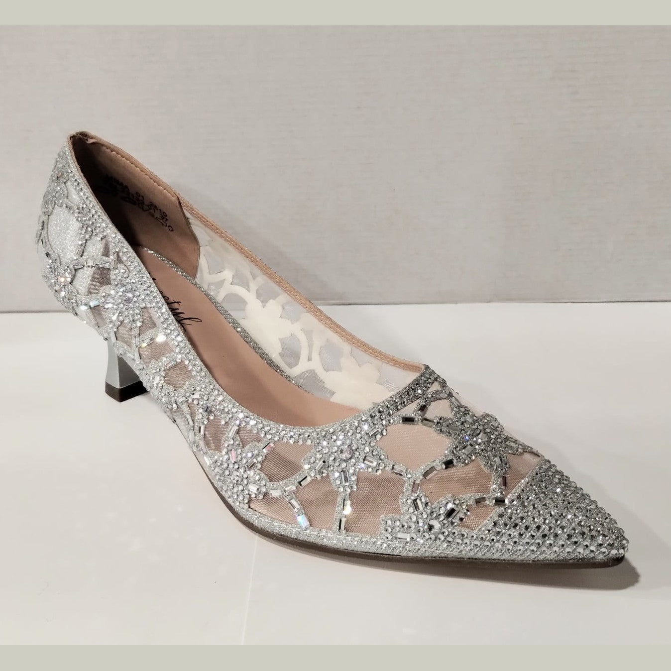 Misstyl By Laura Vita Mima 01 SILVER Stunning Jeweled Upper Court Shoe