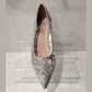 Misstyl By Laura Vita Mima 01 SILVER Stunning Jeweled Upper Court Shoe