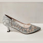 Misstyl By Laura Vita Mima 01 SILVER Stunning Jeweled Upper Court Shoe